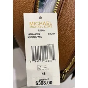 Michael Kors ADINA BROWN MK Signature PVC Medium Backpack Michael Kors Adina Medium BROWN PVC Leather Convertible  main image 4